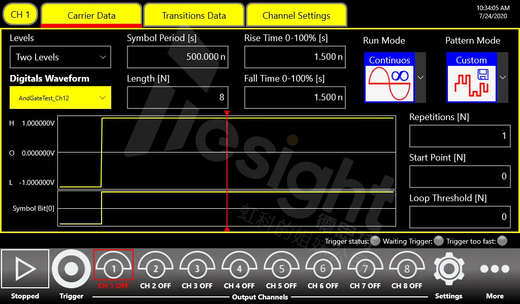 脉冲模式发生器用户界面 - 自定义模式