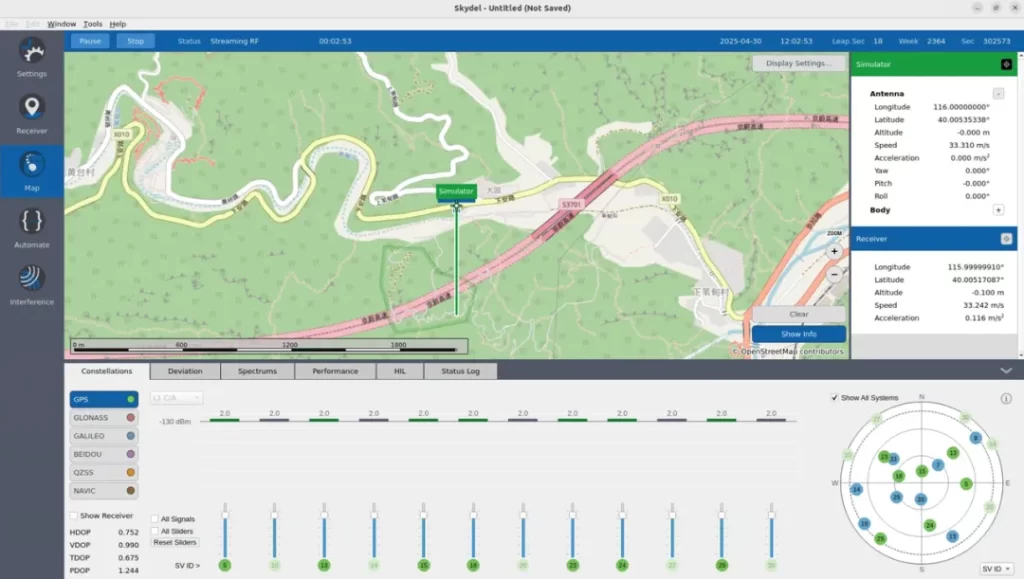 GNSS模拟器标准NMEA轨迹回放图